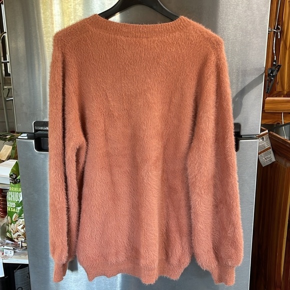 OTT women’s sweater M/L‎ eyelash texture, dusty, pink, long sleeve bell cuff . - Picture 7 of 15